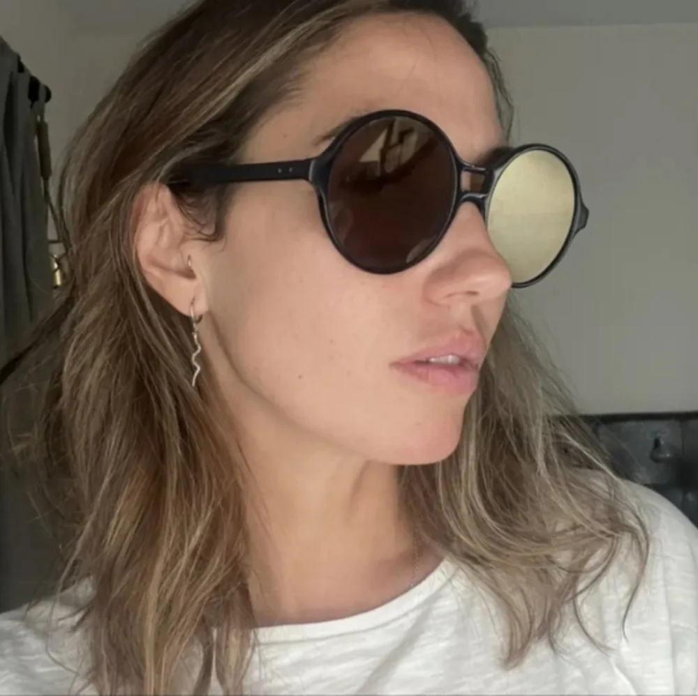 Thome Browne Round Navy Blue Frame Sunglasses with Amber Lenses New